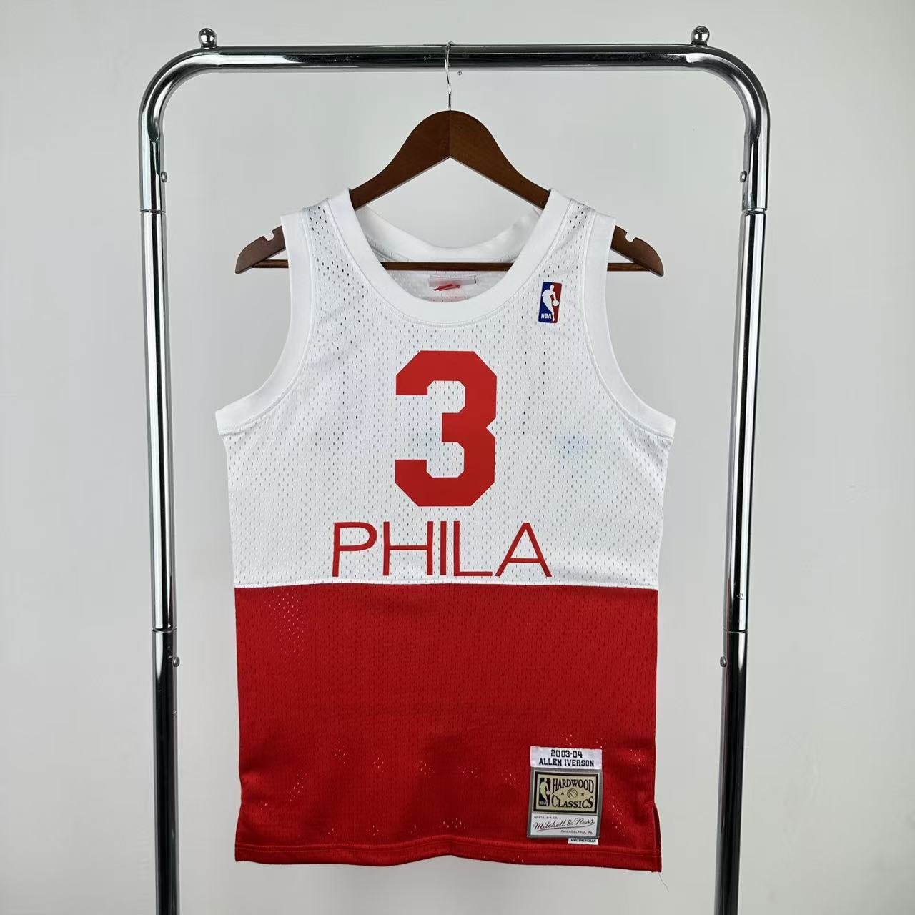 Men Philadelphia 76ers #3 Iverson White red Throwback Game 2025 NBA Jersey->philadelphia 76ers->NBA Jersey